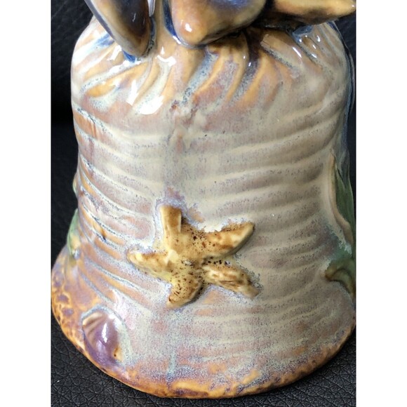 Playful Dolphins Figurine Nautical Pottery Bell with Beach Ocean Marine - Picture 4 of 8